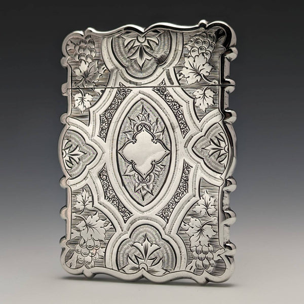 1871 British antique sterling silver card case 59g GEORGE UNITE